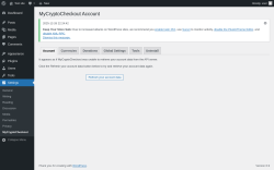 Page screenshot: Settings &rarr; MyCryptoCheckout