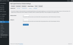 Page screenshot: Settings &rarr; MyCryptoCheckout &rarr; Global Settings