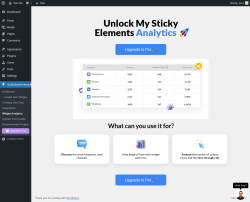 Page screenshot: myStickyelements → Widget Analytics