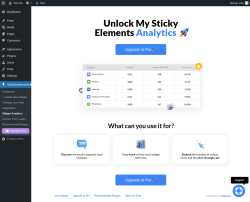 Page screenshot: myStickyelements → Widget Analytics