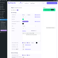 Page screenshot: My Sticky Bar → + Create New Bar