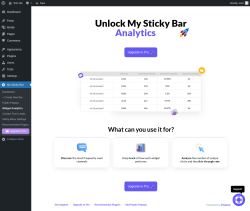 Page screenshot: My Sticky Bar → Widget Analytics