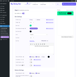 Page screenshot: My Sticky Bar &rarr; + Create New Bar