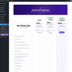 Page screenshot: My Sticky Bar &rarr; 

 Upgrade to Pro