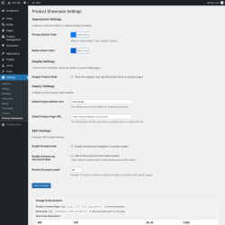 Page screenshot: Settings &rarr; Product Showcase