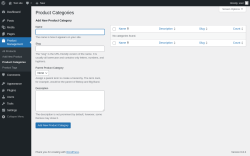Page screenshot: Product Management &rarr; Product Categories