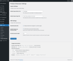 Page screenshot: Settings &rarr; Product Showcase