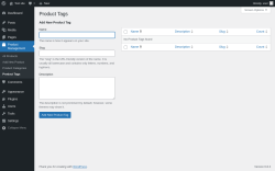 Page screenshot: Product Management &rarr; Product Tags