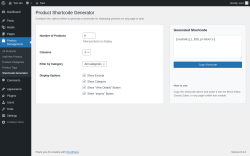 Page screenshot: Product Management &rarr; Shortcode Generator