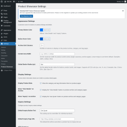 Page screenshot: Settings &rarr; Product Showcase