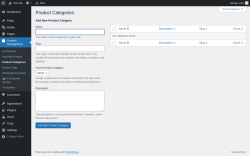 Page screenshot: Product Management &rarr; Product Categories