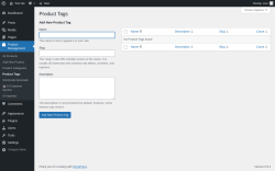 Page screenshot: Product Management &rarr; Product Tags