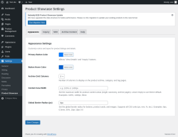 Page screenshot: Settings &rarr; Product Showcase