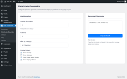 Page screenshot: B2B Showcase &rarr; Shortcode Generator