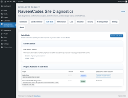 Page screenshot: NaveenCodes Site Diagnostics &rarr; 
						Safe Mode					