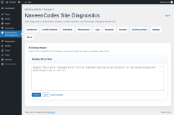 Page screenshot: NaveenCodes Site Diagnostics &rarr; 
						AI Debug Helper					