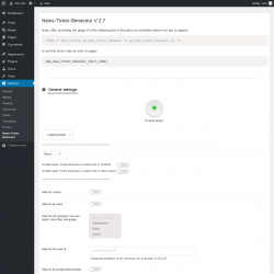 Page screenshot: Settings → News-Ticker-Benaceur