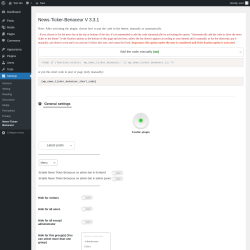 Page screenshot: Settings → News-Ticker-Benaceur