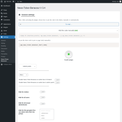 Page screenshot: Settings → News-Ticker-Benaceur