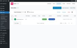 Page screenshot: Noptin → Subscribers