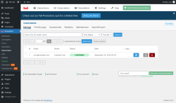 Page screenshot: Newsletter &rarr; Subscribers