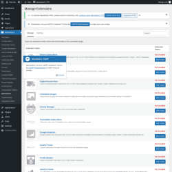 Page screenshot: Newsletters → Extensions