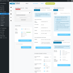 Page screenshot: NEX-Forms → Settings