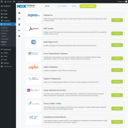 Page screenshot: NEX-Forms → Add-ons