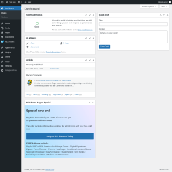 Page screenshot: Dashboard ‹ Test site — WordPress