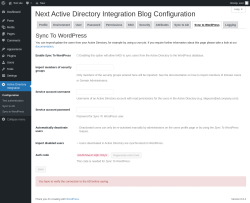 Page screenshot: Active Directory Integration → 
					Sync to WordPress
				