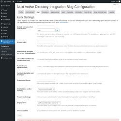 Page screenshot: Active Directory Integration → 
					User
				
