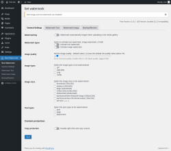 Page screenshot: Next Watermark &rarr; General Settings