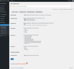 Page screenshot: Next Watermark &rarr; General Settings