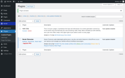 Page screenshot: Plugins &lsaquo; Test site &mdash; WordPress