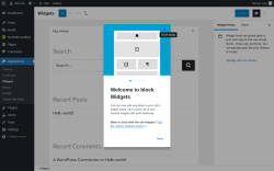 Page screenshot: Widgets &lsaquo; Test site &mdash; WordPress
