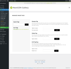 Page screenshot: NextGEN Gallery &rarr; Manage Tags