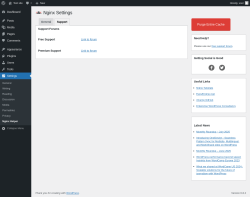 Page screenshot: Settings → Nginx Helper → Support