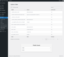 Page screenshot: Tools &rarr; Options Table