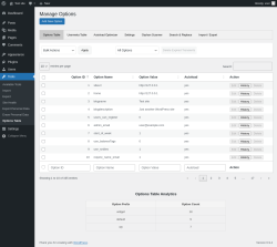 Page screenshot: Tools &rarr; Options Table