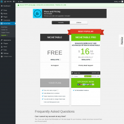 Page screenshot: NicheTable → Upgrade  ➤
