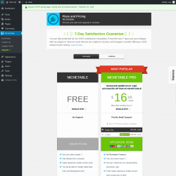 Page screenshot: NicheTable → Upgrade  ➤