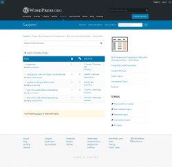 Page screenshot: NicheTable → Support Forum