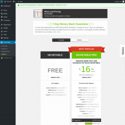 Page screenshot: NicheTable → Upgrade  ➤