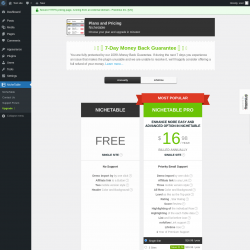 Page screenshot: NicheTable → Upgrade  ➤