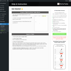 Page screenshot: NicheTable