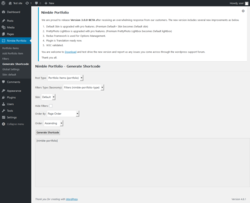 Page screenshot: Nimble Portfolio &rarr; Generate Shortcode