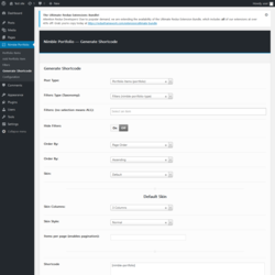 Page screenshot: Nimble Portfolio &rarr; Generate Shortcode