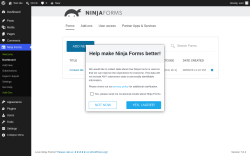 Page screenshot: Ninja Forms &rarr; Dashboard