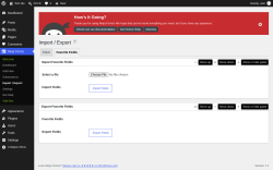 Page screenshot: Ninja Forms &rarr; Import / Export &rarr; Favorite Fields