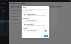 Page screenshot: Settings &rarr; No Category Base &rarr; 
					Redirects & 404				